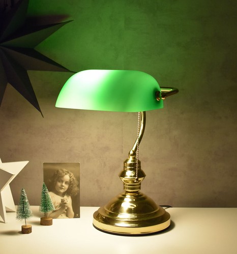 Leseleuchte Bankers Lamp Klassiker Tischlampe Messing Lampe Schreibtischlampe - Bild 3 von 5