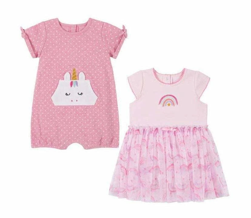 Kids Headquarters ~ Two (2) Piece Romper Set ~ Unicorn ~ Girl's Size 9 Months