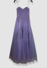 Say Yes To The Prom Women's Juniors' Purple Rhinestone Lace Dress Size 1/2