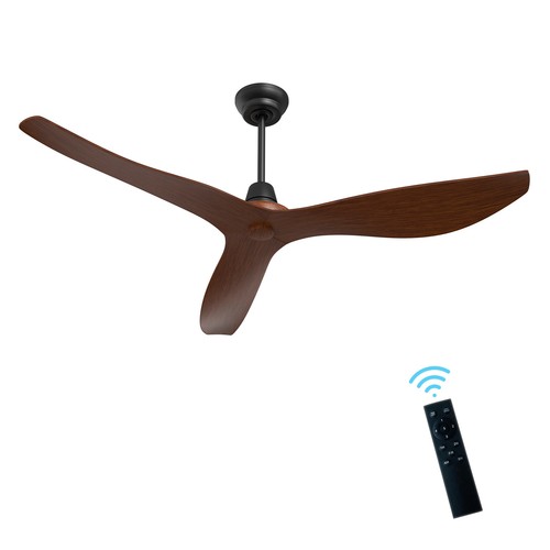 52" Ceiling fan 3 ABS Blades Walnut Hand-Print with Remote & LED Light DC Motor - Picture 7 of 7