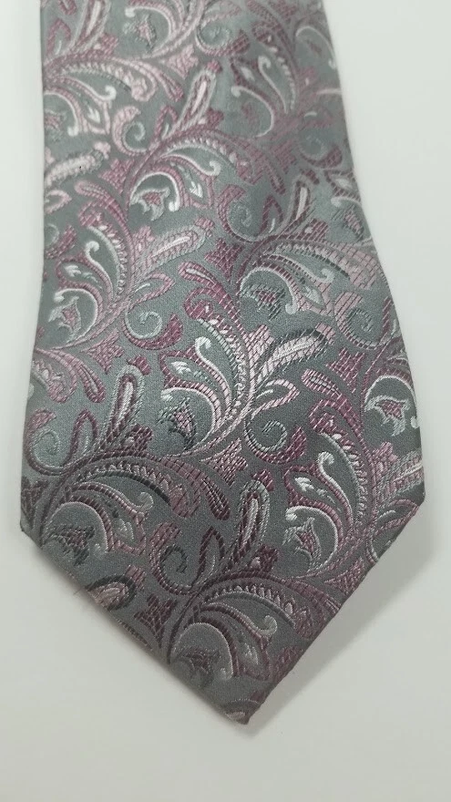Corbata de diseñador Van Heusen borgoña/gris cachemira 100 % seda Foto 3 de 4