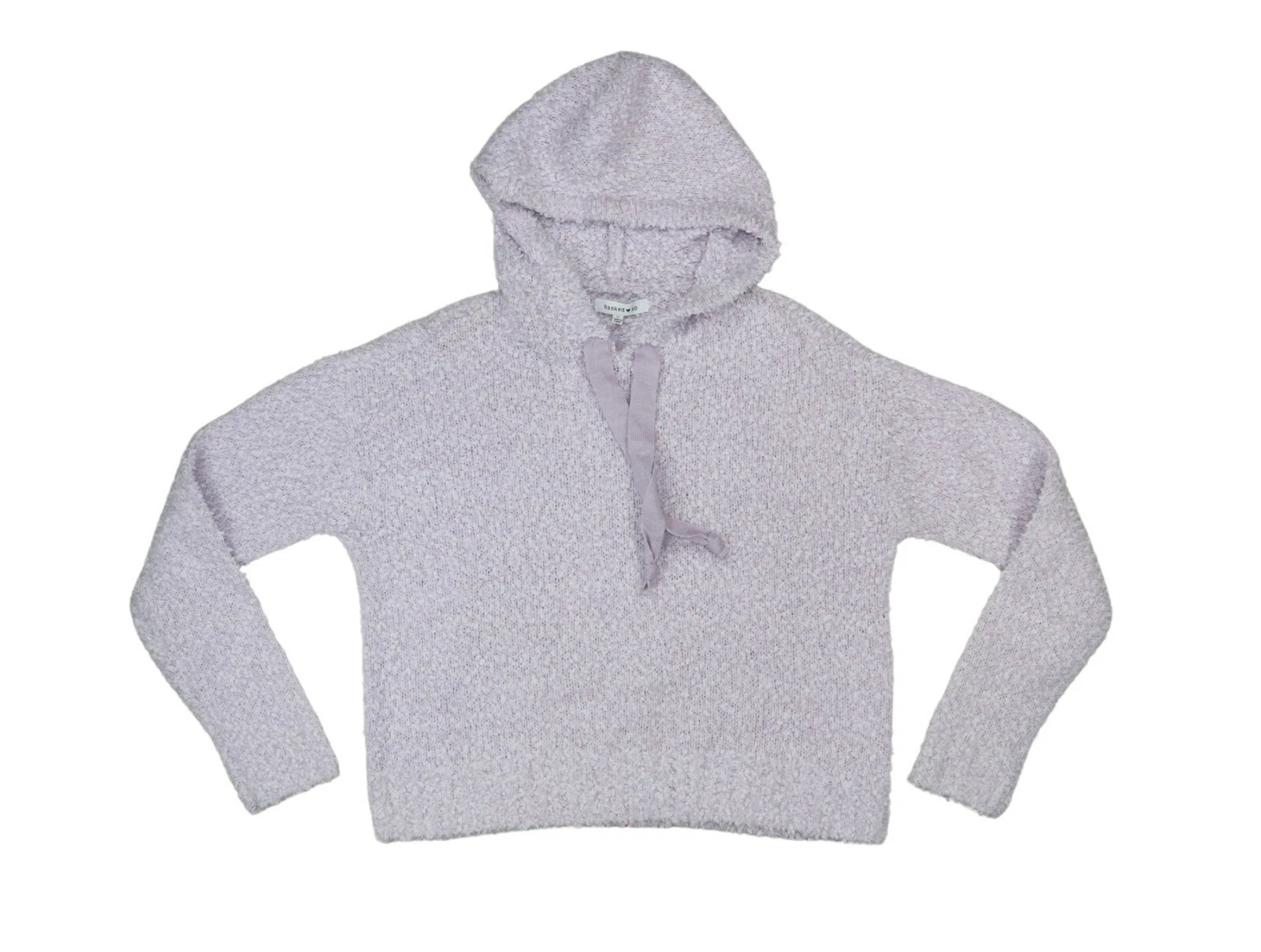 Hooked Up Junior's Cropped Fuffy-Knit Hoodie Sweatshirt M NWT Iris