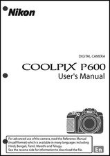 Nikon CoolPix P600 USER Digital Camera User Guide Instruction Manual