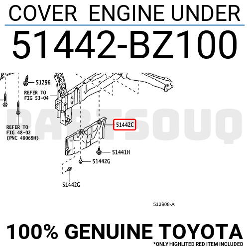 51442BZ100 Genuine Toyota COVER ENGINE UNDER 51442-BZ100 | eBay
