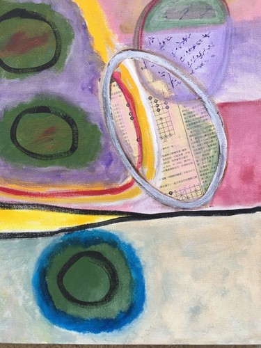 LISTED ARTIST painting ABSTRACT modernist COLLAGE Dr. Benjamin Gross (1922-2006) - Foto 7 di 8
