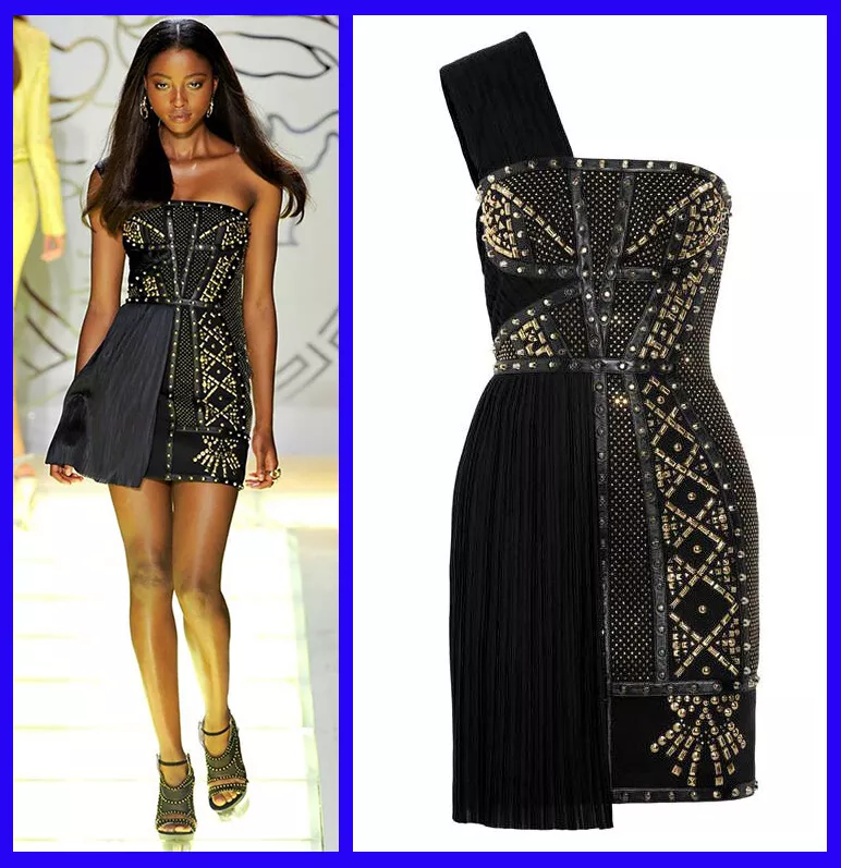 Versace black cheap leather dress