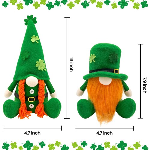 St. Patrick's Day Gnomes Decor Irish Leprechaun Nisse Plush Tomte - Picture 7 of 7