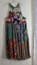 Citron Santa Monica 2 M L Art-to-Wear Lagenlook Patchwork Rayon Jumper Dress