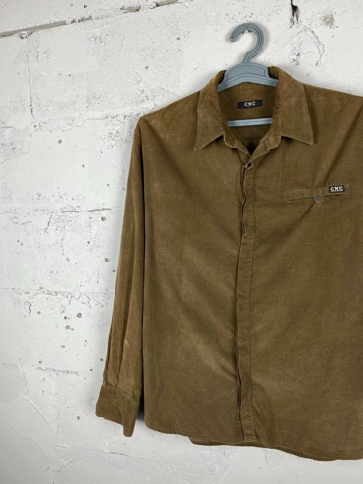 C'N'C Disfraz Nacional Para Hombre Verde Oliva Manga Larga Terciopelo Camisa Informal Talla 52 Foto 2 de 4