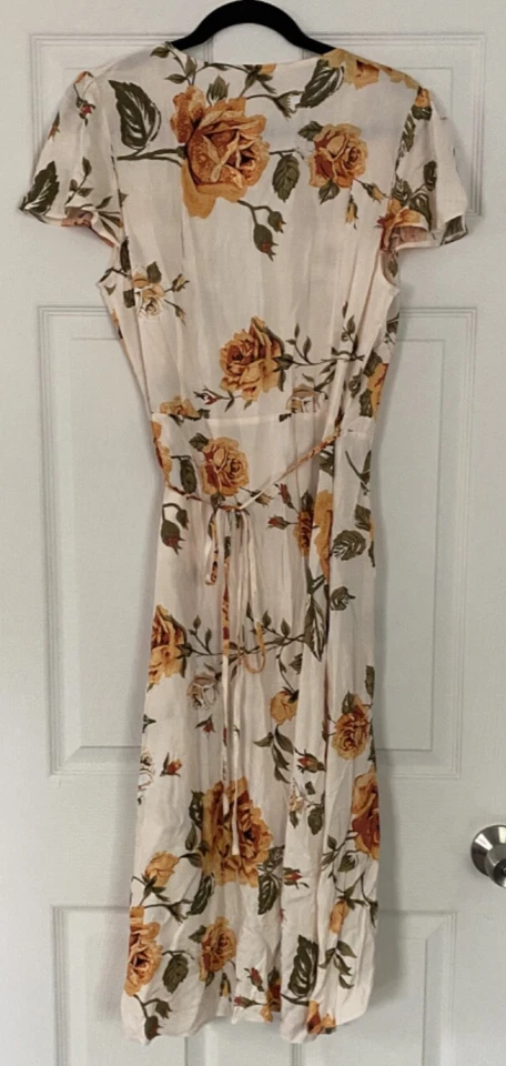 Floral Cottage Core V Neck Fairy Grunge Y2K Twee Wrap Womens Sz 8 Midi Dress - Image 2 of 4