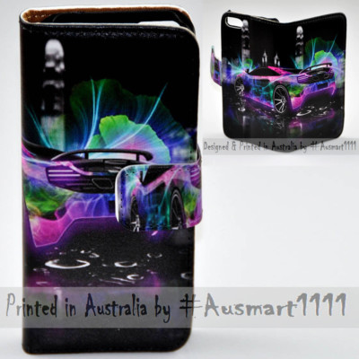 For Nokia Series - Neon Car Print Wallet Mobile Phone Case Cover