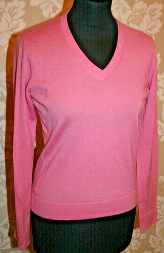 TSE Pullover Kaschmir/Seide Mix leichter Strick V-Ausschnitt rosa Pulli/Pulli S.