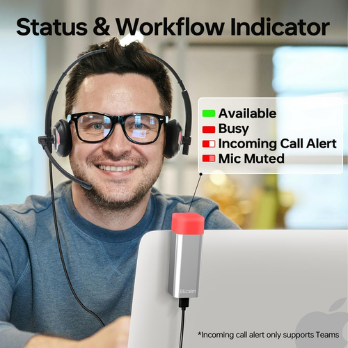 Wired Headset with Busylight Indicator, Noise Canceling Headphones with Micropho - 第 2/8 張圖片