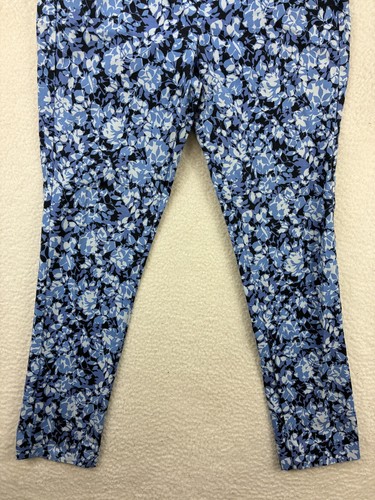 Michael Kors Floral Pants Women’s Size 8 Blue White Stretch Cotton Slim Trousers - Picture 4 of 13