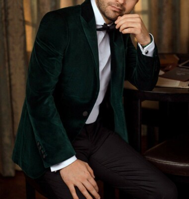 Peak Lapel Fashion Smoking Casual Velour Cocktail Tuxedo velour Blazer Jacket Men's blazer
