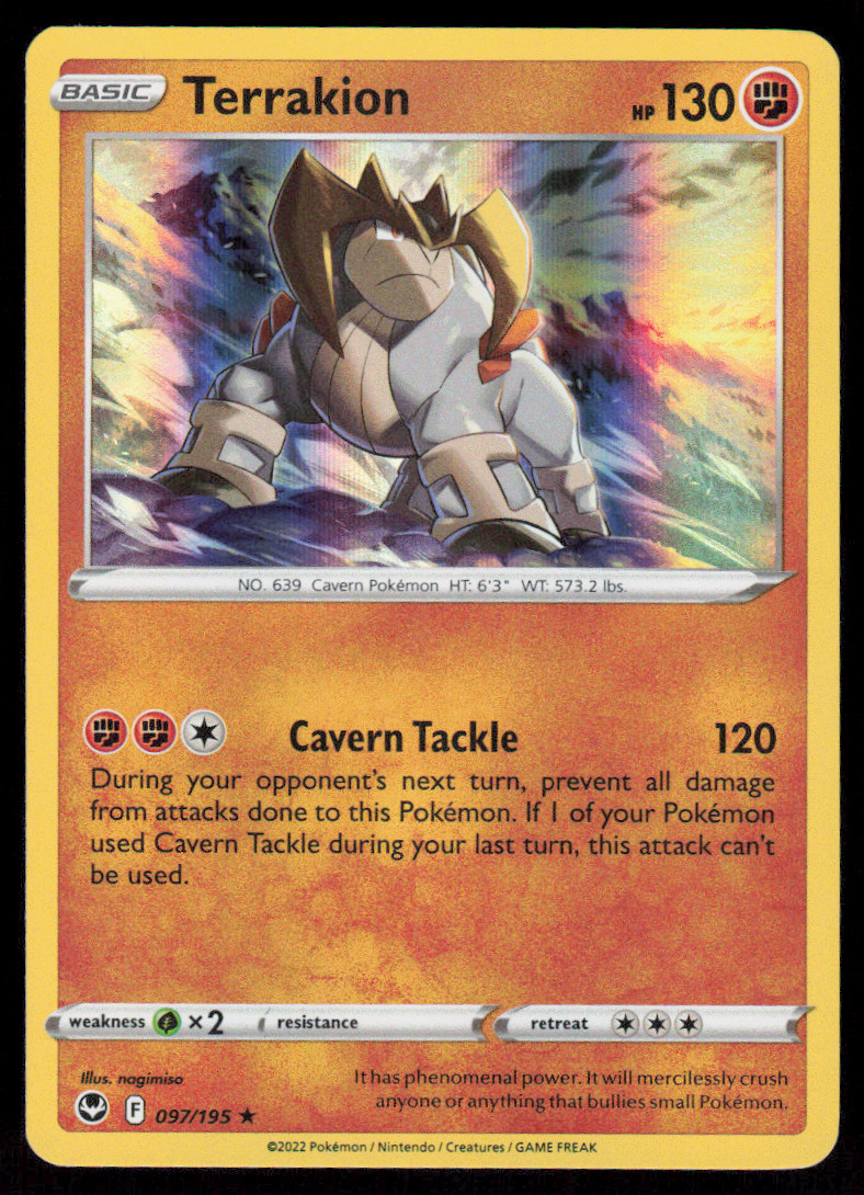 Pokemon -  Silver Tempest - Terrakion 097/195 - Holo Rare - NM/M