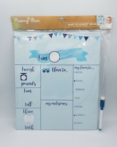 Rising Star Baby Boy Announcement Board - Dry Erase Board and Marker 11”x13” NEW - Afbeelding 1 van 9