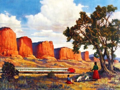 Santa Fe Eisenbahn rote Klippen von New Mexico Blechschild: 12 x 16'' kostenloser Versand