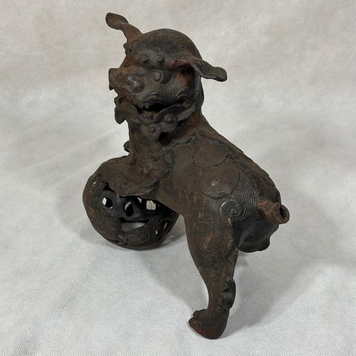 Foo perro león en bola de hierro fundido vintage - Imagen 8 de 24