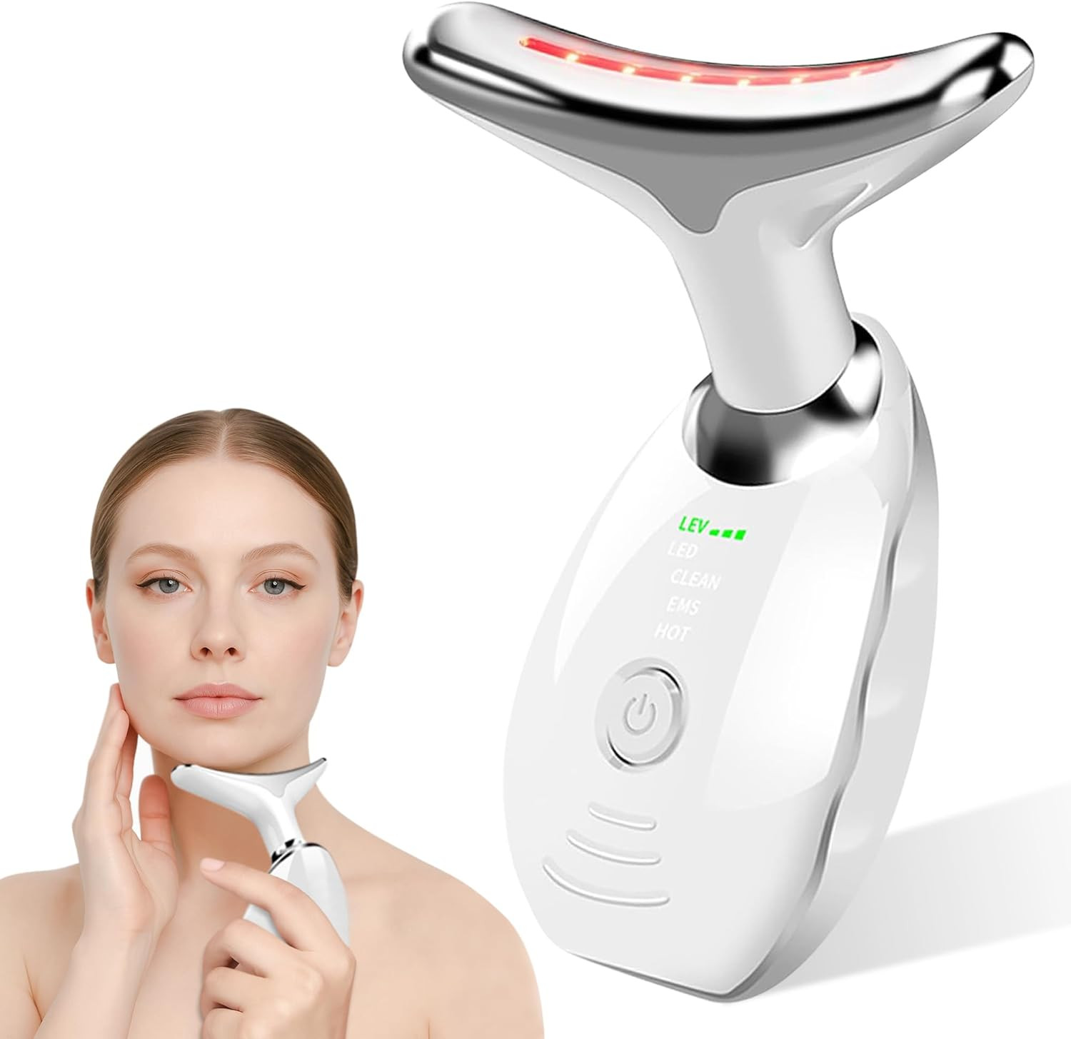 Dispositivo Viso e Collo EMS | Tonificazione Muscolare e Anti-Aging LED