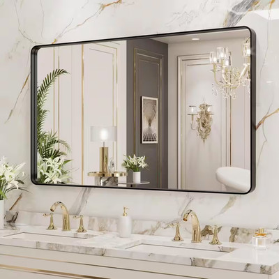 40 In. W X 36 In. H Rectangular Aluminum Framed Wall Bathroom Vanity Mirror in B