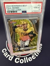 2024 🔥🔥Bowman's Best Paul Skenes #53 Yellow Lazer Refractor /75 RC 💎 PSA 10