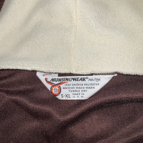 Munsingwear Mens Robe Vtg 1960s Brown Ivory Trim Small-XL Made in USA - Afbeelding 7 van 8