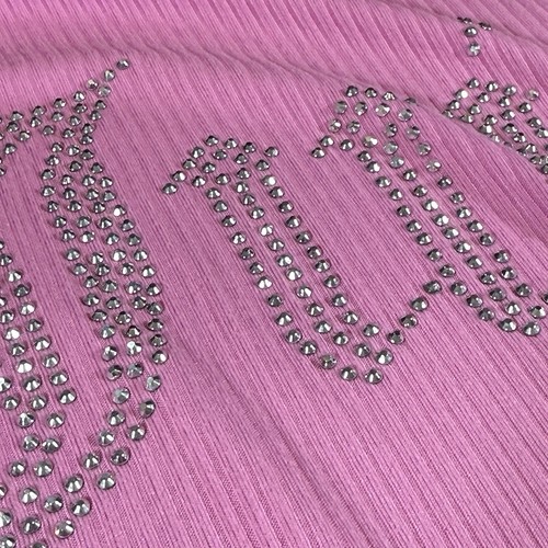 Juicy Couture Womens Embellished Rhinestone Ribbed Robe NWT Pink Wms Large - Picture 6 of 14