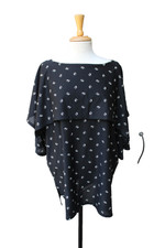 Ample Togs Vintage 80's Black White Blouse Short Dolman Sleeves 3X