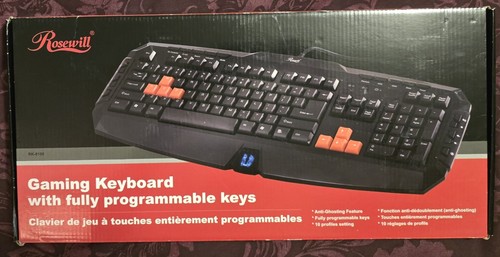 Rosewill RK-8100 Gaming Keyboard W/Fully Programmable Keys RIKB-11003 NIB - 第 1/5 張圖片