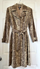 LAUNDRY by SHELLI SEGAL Brown Snake Print Faux Suede Shirt Dress Belted Size 6