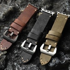 Leather Cowhide Vintage Handmade Band For Apple Watch Ultra 2 49mm 10 9 8 7 6 SE