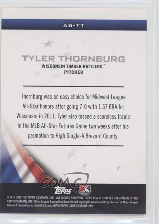 2012 Topps Pro Debut All-Stars Tyler Thornburg #AS-TT Rookie RC - Image 2 of 2