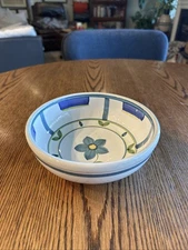 Caleca Blue Flower Hand Painted 7” Bowl