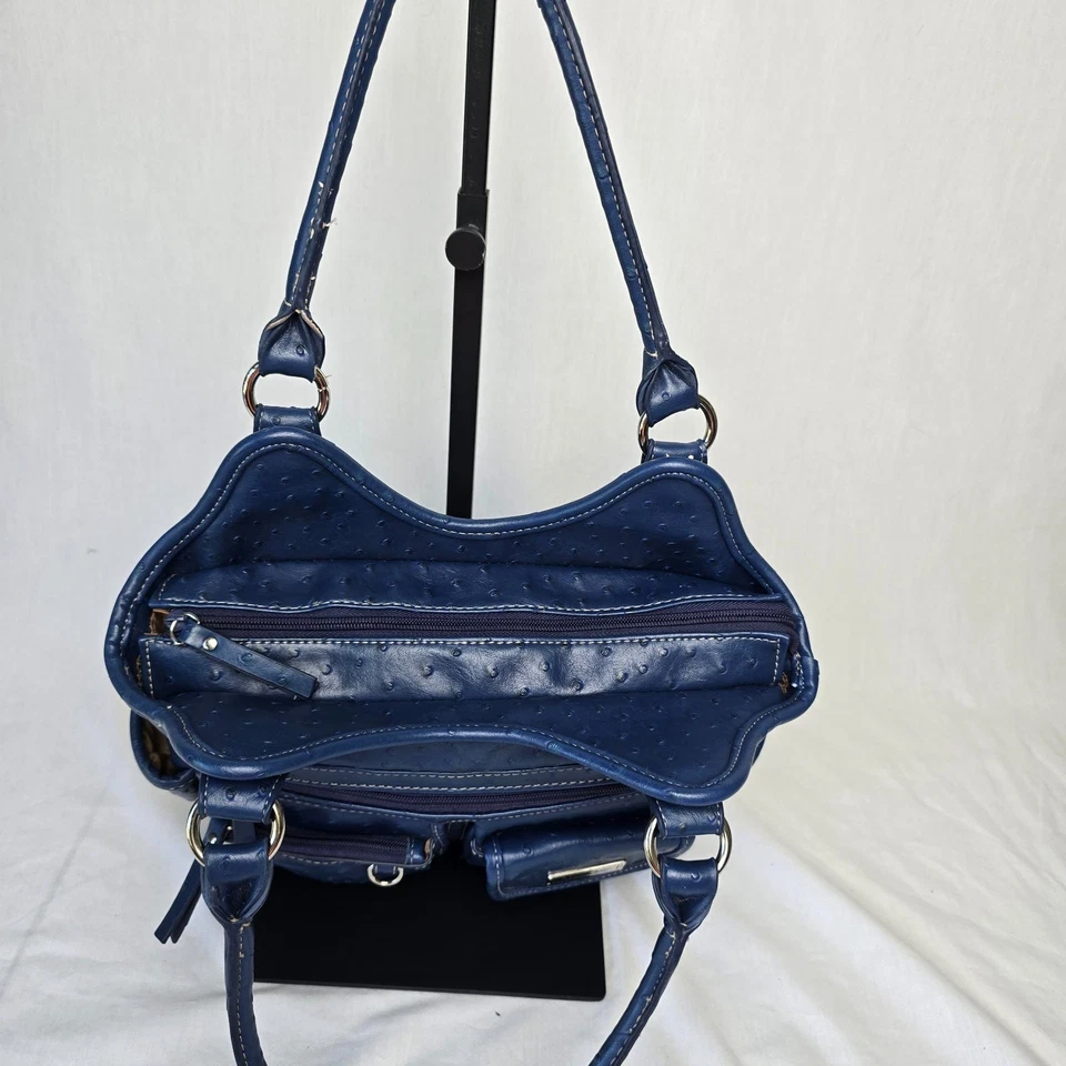 Bolso Hobo Multisac Bolso de Mano Imitación Cuero Vinilo Puntos Azules 12" x 5" x 12" Foto 2 de 4
