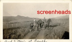 ANTIQUE 1935 PHOTO COWBOYS ON HORSE "Goat Mountain Montana Ranch" ORIGINAL