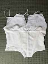 Women’s White Bustier Corset Top Opaque Solid Spagheti Straps Size M house of CB