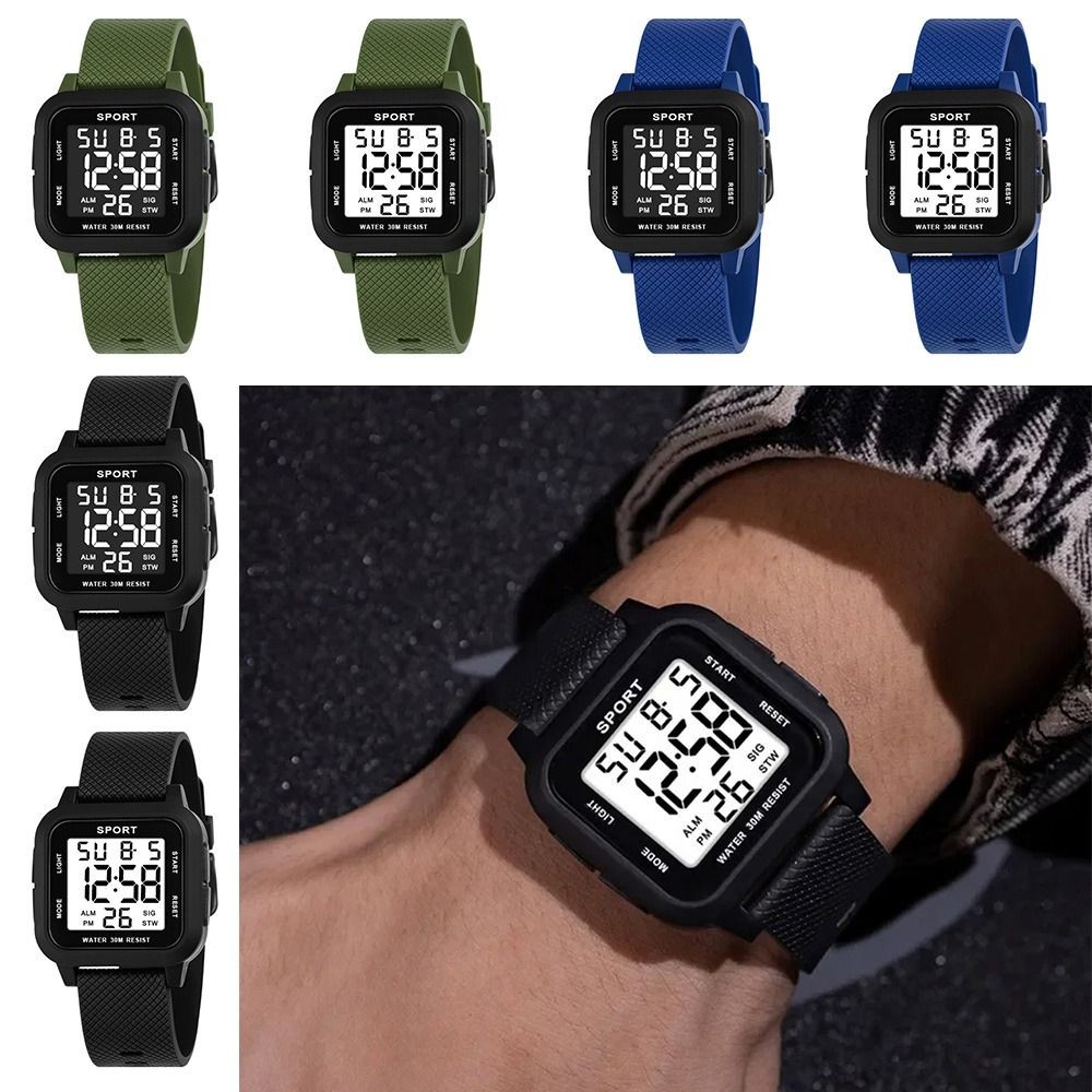 Waterproof LED Electronic Wristwatch Black Men's Digital Watch  Men