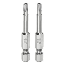 Image of 2pcs T20 Security Torx Bit 1/4" Hex Shank 2" Long Tamper Resistant Star Bits