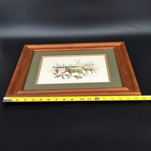 Buck & Doe Print Signed by J. Lockhart 15.5”X17.75 Framed - Picture 10 of 11