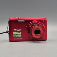 Great Nikon Coolpix S3300 16.0MP Digital Camera Red 6x Zoom, 16GB SD, Charger