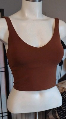 Lululemon Yoga 2 Align Cropped Tank Top Pads Nulu Roasted Brown Weightless