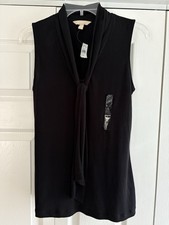Banana Republic Women's Black Tie-Neck Top. Sz S. NWT