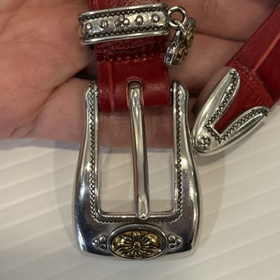Brighton Belt Red Croco Gator Leather Heart Charm Flower  display picture 2