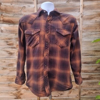 Resistol Double R Herren Gr. S Langarm Kariert Western Hemd 100% Baumwolle