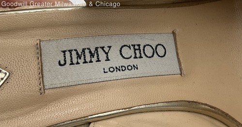 Authentic Jimmy Choo Women’s Size 39 Gold Leather Espadrille Wedges W/COA - Picture 5 of 8