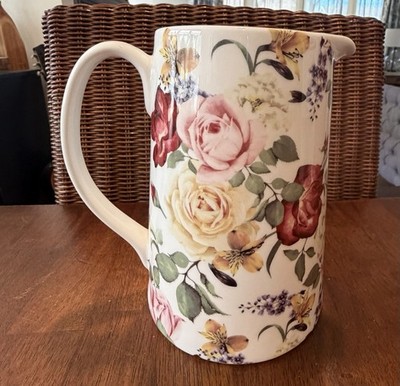 Grace's Teaware Creamer Victorian Style Flowers 6.5  Floral Pitcher Roses Lovely