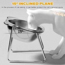 Stainless Steel Pet Bowl Slanted Anti Cervical Spondylosis for Cats and Dogs Dua