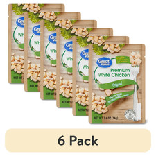 6 pack,Great Value Premium White Chicken,Shelf Stable,Fully Cooked, 2.6 oz Pouch