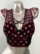 Victoria's Secret Bra Corset Top Dream Angels Lightly Lined Black Heart Nwt S
